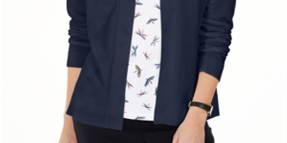 Karen Scott Women's Open-Front Cardigan Blue Size Small