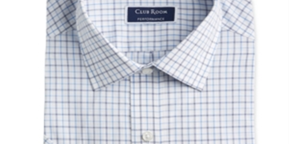 Club Room Men's Shirt Button Down Plaid Printed Blue Size 18 S/S