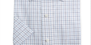 Club Room Men's Shirt Button Down Plaid Printed Blue Size 18 S/S