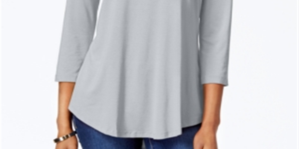 JM Collection Women's 3/4 Sleeve Top Gray Size XX-Large