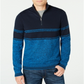 Michael Kors Men's Striped Quarter-Zip Sweater Blue Size S