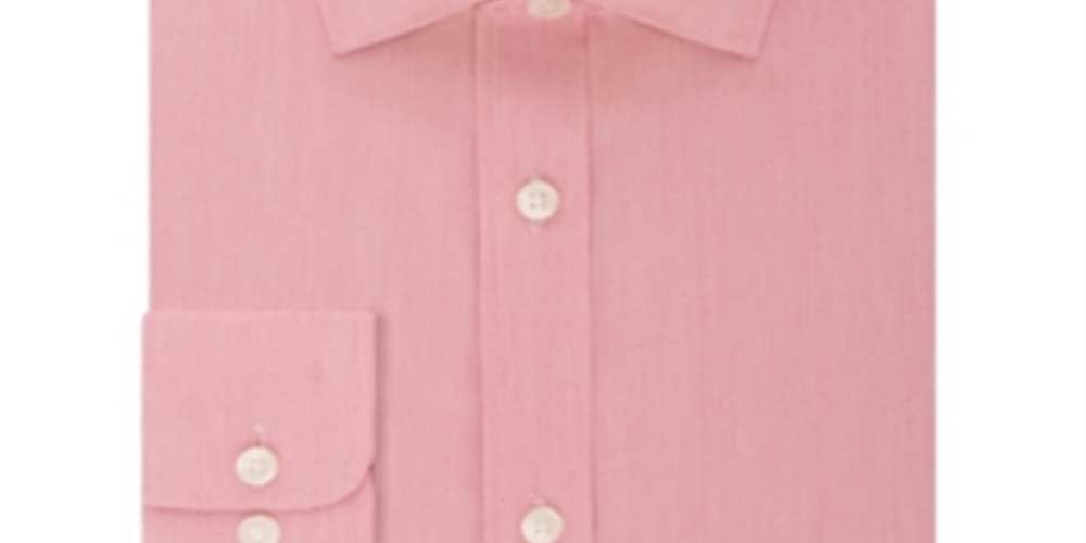 Tommy Hilfiger Men's Solid Long Sleeve Work Dress Shirt Red Size 17.5- 36/37