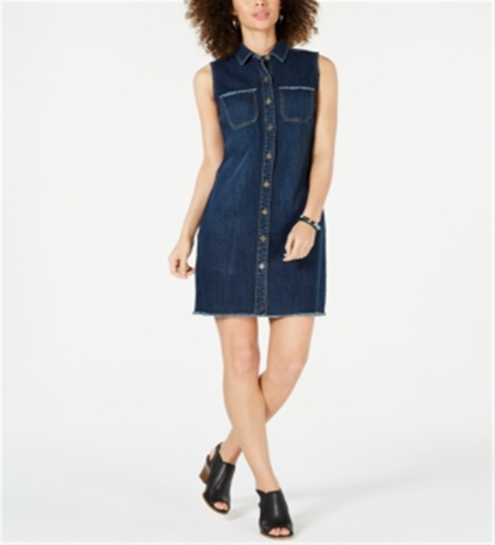 Style & Co Women's Denim Shirtdress Blue Size 16