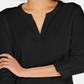 Charter Club Women's Petite Supima Cotton Split-Neck Top Black Size Petite S