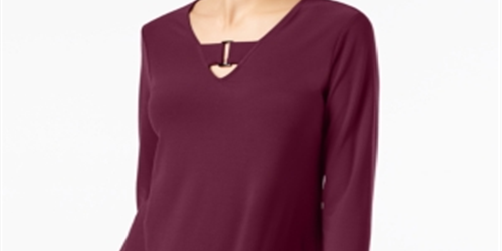 Alfani Women's Keyhole High-Low Top Red Size X-Large