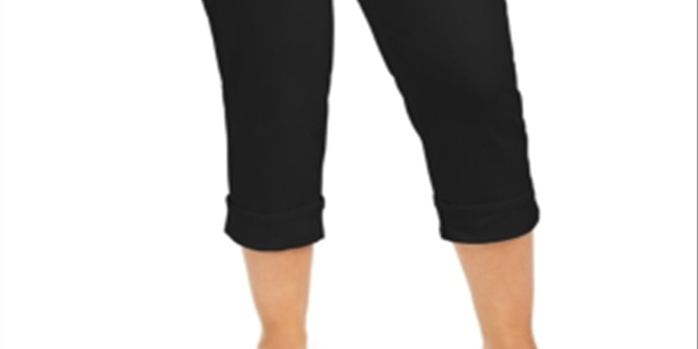 Style & Co Women's Plus Tummy Control Cropped Cuffed Jeans Black Size Petite Small