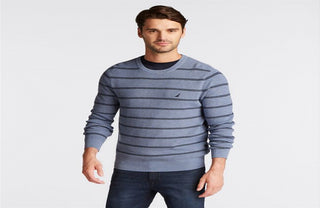 Nautica Men's Navtech Striped Crewneck Sweater Blue Size XXX-Large