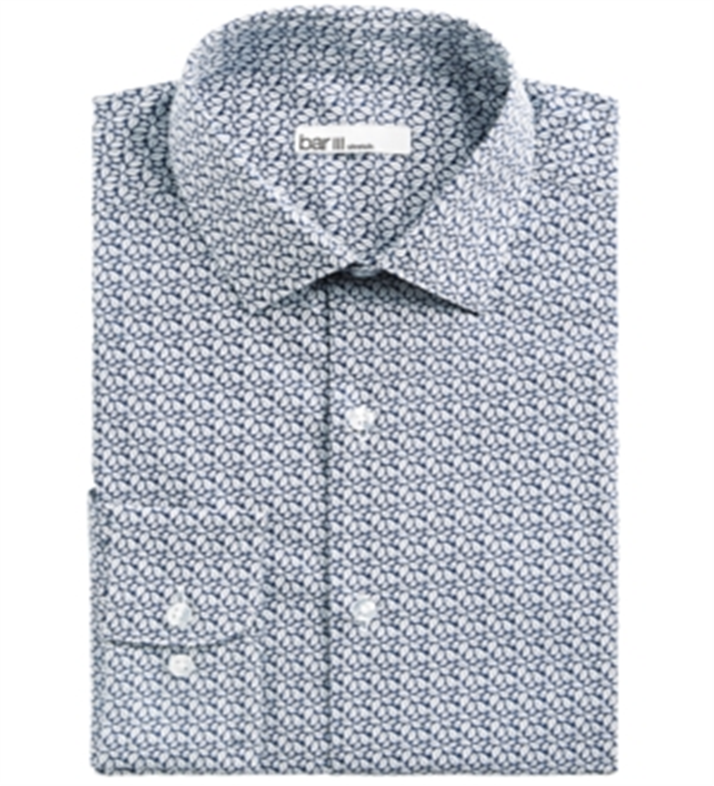 Bar III Men's Slim Fit Stretch Dress Shirt Blue Size XL