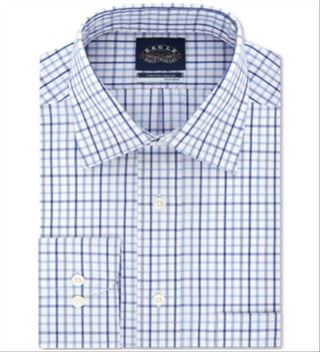 Eagle Men's Regular-Fit Check Dress Shirt Blue Size 15X32-33