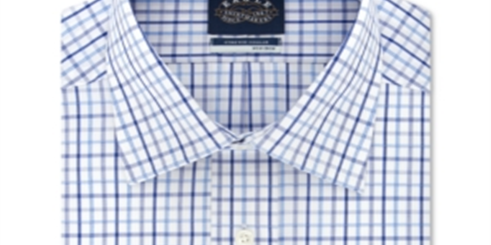 Eagle Men's Regular-Fit Check Dress Shirt Blue Size 15X32-33