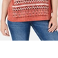 Style & Co Women's Graphic V Neck Top Orange  Size Large