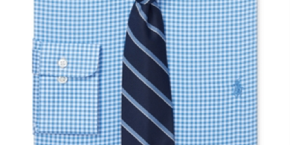 Polo Ralph Lauren Men's Gingham Cotton Dress Shirt Blue Size 17.5X32-33