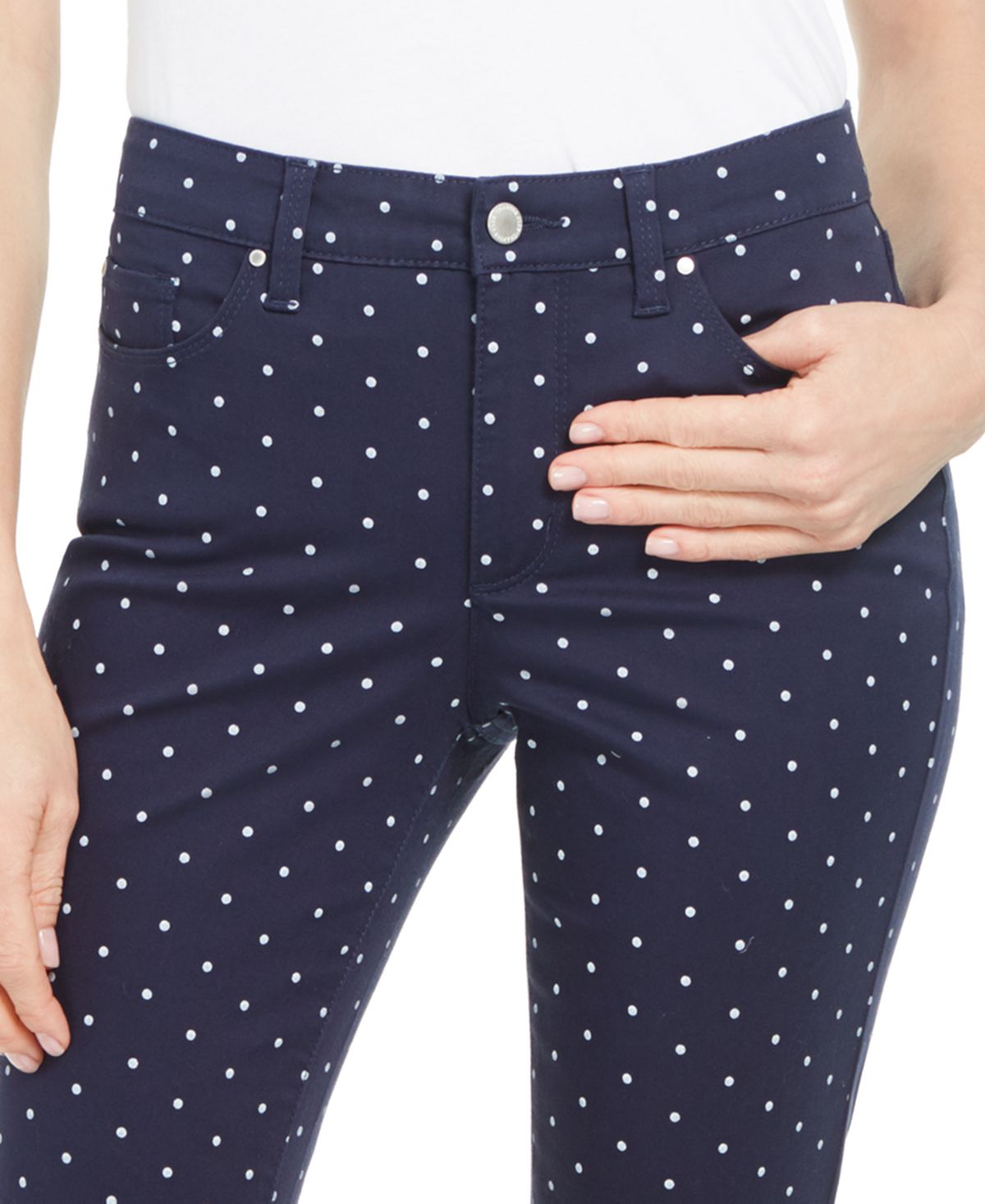 Charter Club Women's Polka Dot Printed Lexington Straight Leg Jeans Blue Size 4 Petite