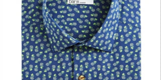Bar III Men's Maxs Tossed Pineapple Slim Fit Print Button Down Shirt Blue Size M
