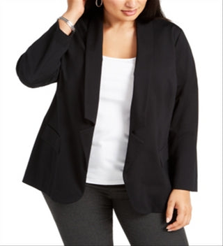 Alfani Women's Plus Knit Notch Collar Blazer Black Size 2X