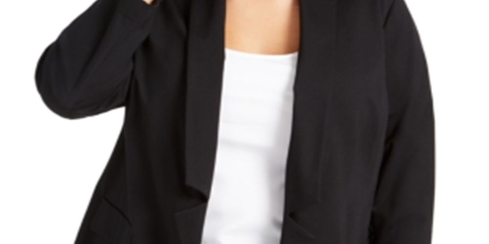 Alfani Women's Plus Knit Notch Collar Blazer Black Size 2X