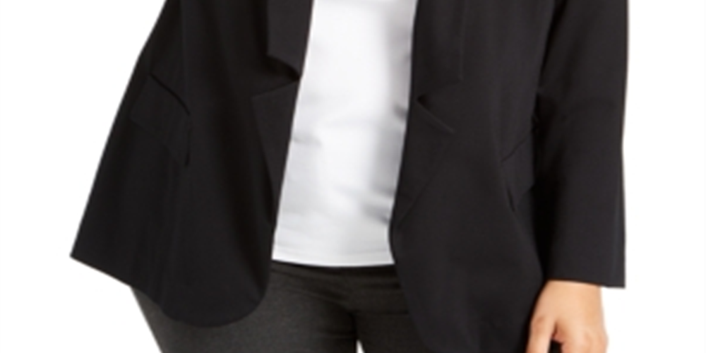 Alfani Women's Plus Knit Notch Collar Blazer Black Size 2X