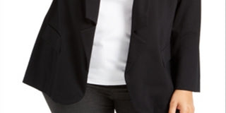 Alfani Women's Plus Knit Notch Collar Blazer Black Size 2X