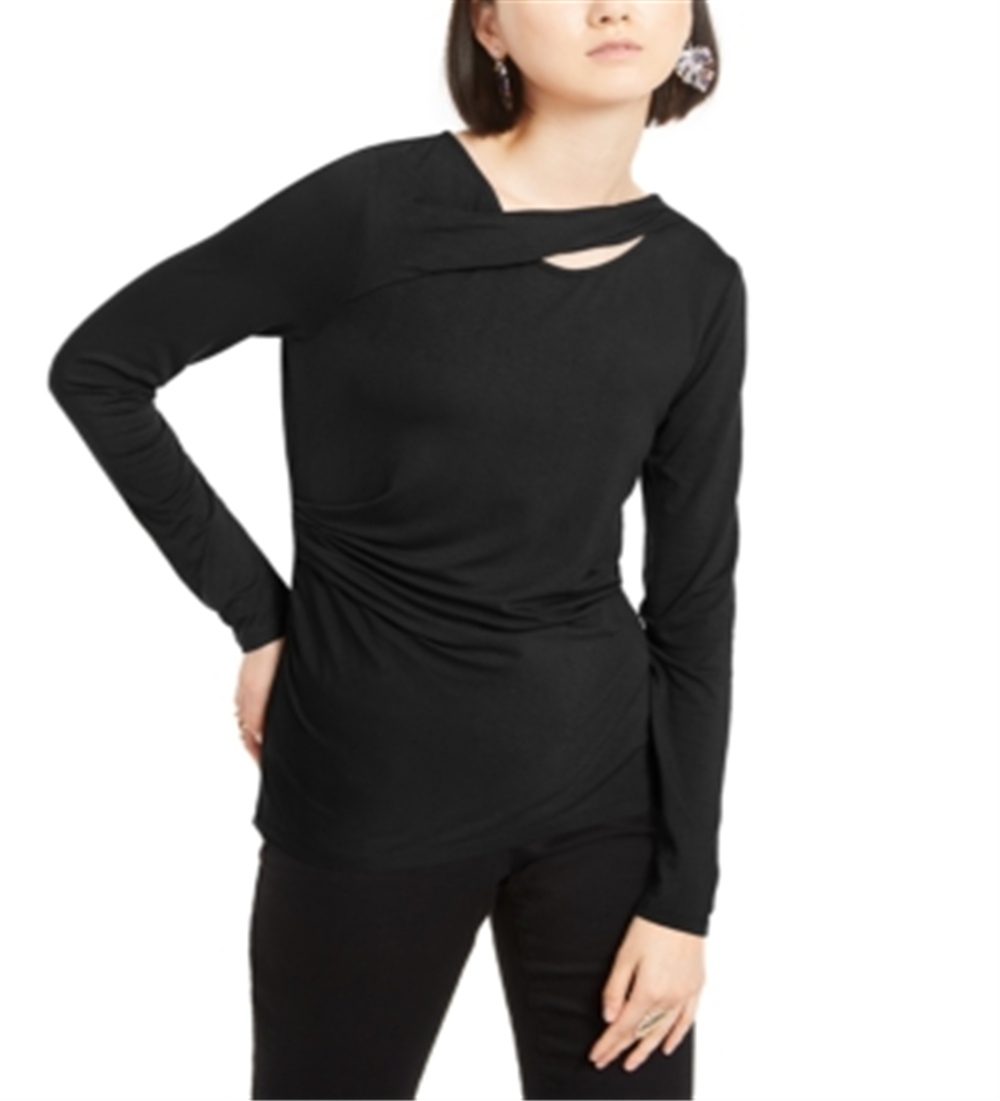 Inc International Concepts Women's  Petite V-Neck Top Black Size Petite S