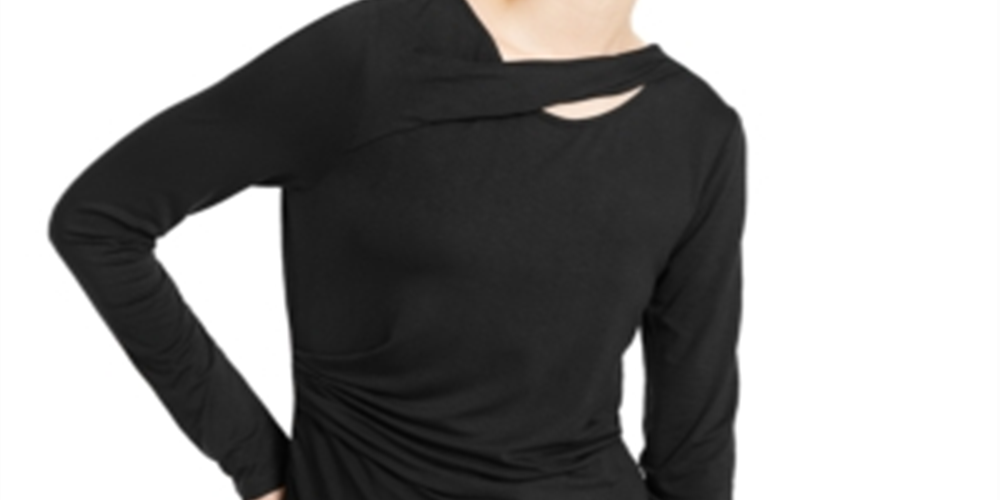 Inc International Concepts Women's  Petite V-Neck Top Black Size Petite S