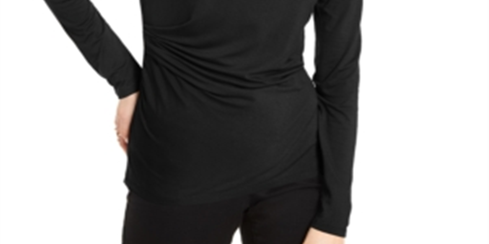 Inc International Concepts Women's  Petite V-Neck Top Black Size Petite S