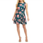 Vince Camuto Women's Printed Scuba Fit and Flare Dress  Dress Green Size 8