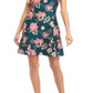Vince Camuto Women's Printed Scuba Fit and Flare Dress  Dress Green Size 8