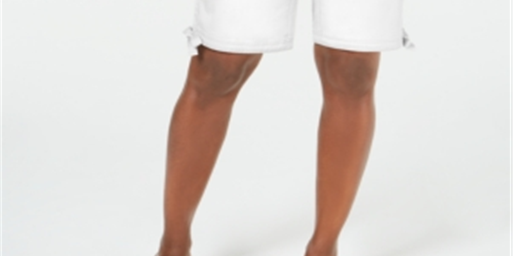 Karen Scott Women's Solid Tie-Cuff Shorts White Size 6