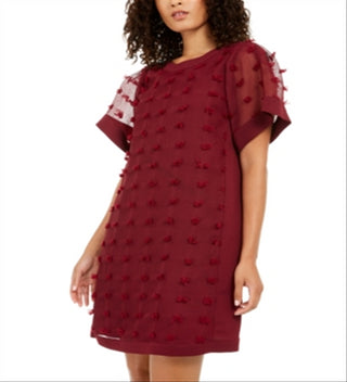 Alfani Women's Textured Dot a Line Dress Wine Size 4