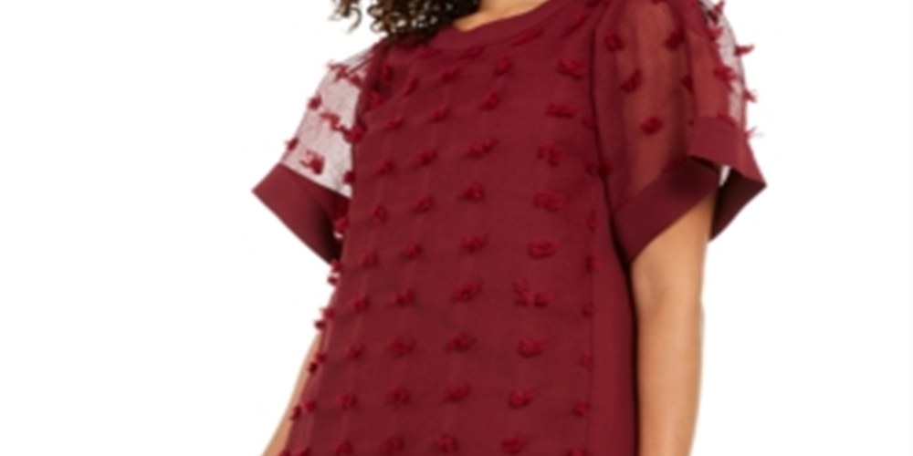 Alfani Women's Textured Dot a Line Dress Wine Size 4