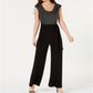 Connected Apparel Women's  Embellished Sleeveless Cowl Neck Evening Jumpsuit Black Size 12