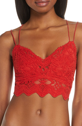Free People Women's Ilektra Bralette Cotton Red Size Medium