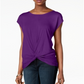 INC International Concepts Women's Twist Front Pullover Blouse Purple Size Small