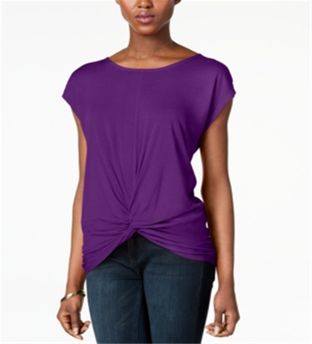 INC International Concepts Women's Twist Front Pullover Blouse Purple Size Small