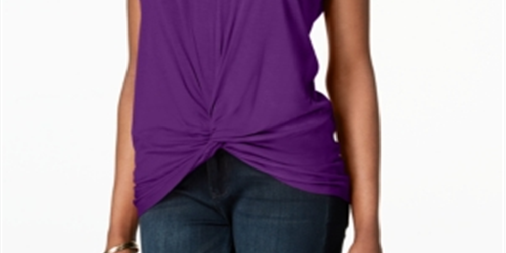 INC International Concepts Women's Twist Front Pullover Blouse Purple Size Small
