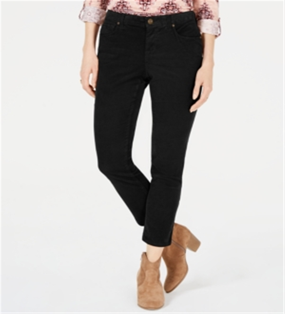 Style & Co Women's Corduroy Tummy Control Pants Black Size 18