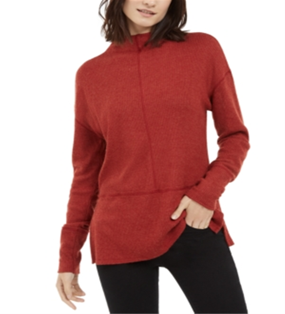 INC International Concepts Women's Ribbed Funnel Neck Top Red Size X-Small