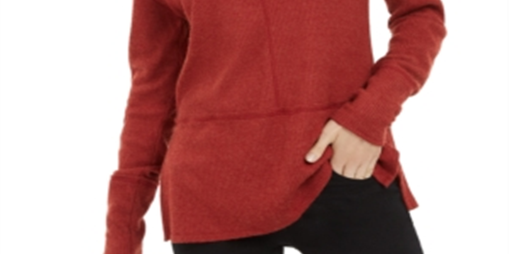 INC International Concepts Women's Ribbed Funnel Neck Top Red Size X-Small
