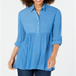 Style & Co Women's Roll Sleeve Oversized Shirt Blue Size Medium