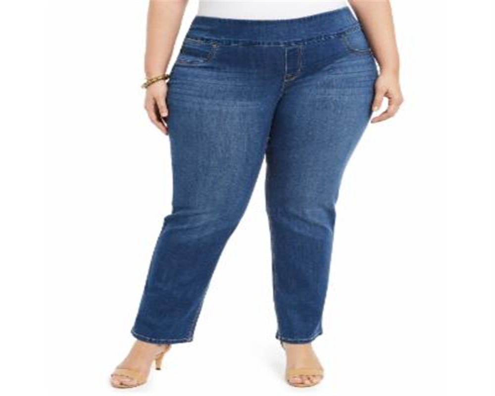 Style & Co Women's Ella Straight Leg Jeans Blue Size 14 W