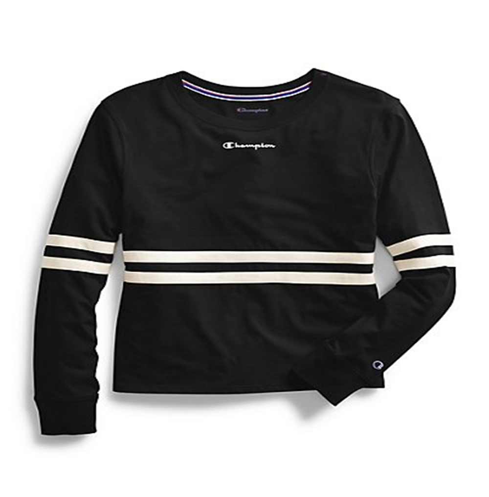 Champion Women's Heritage Script Logo Long Sleeve T-Shirt Blue  Size S