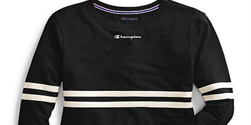 Champion Women's Heritage Script Logo Long Sleeve T-Shirt Blue  Size S