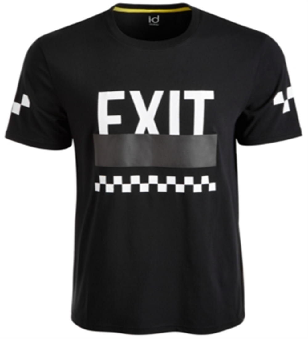 Ideology Men's T-Shirt Black Size XL Graphic Tee Exit Printed Checkered Black Size XL