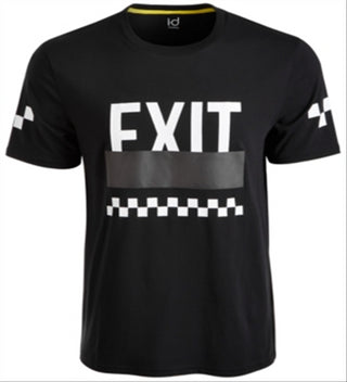 Ideology Men's T-Shirt Black Size XL Graphic Tee Exit Printed Checkered Black Size XL