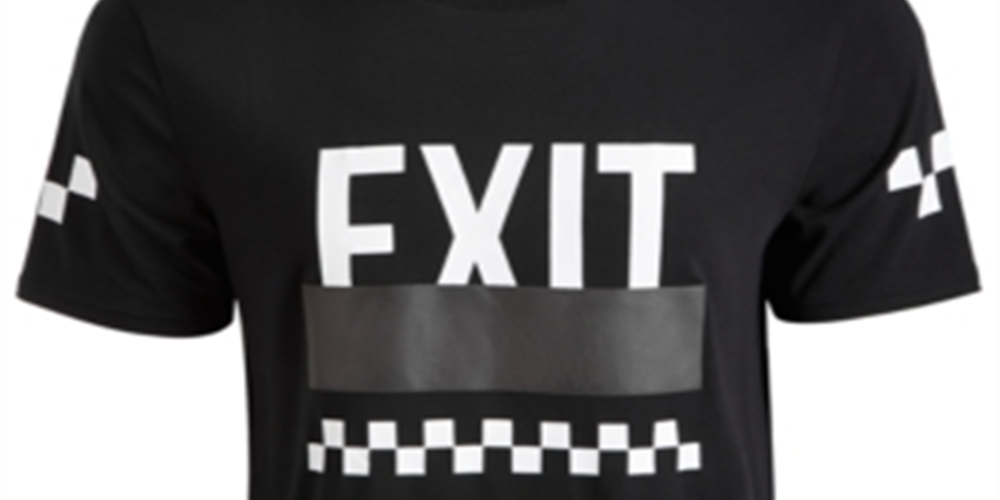 Ideology Men's T-Shirt Black Size XL Graphic Tee Exit Printed Checkered Black Size XL