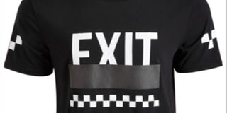 Ideology Men's T-Shirt Black Size XL Graphic Tee Exit Printed Checkered Black Size XL