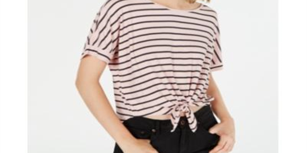 Hooked up by Iot Women's Juniors' Tie-Front Dolman-Sleeved Top Pink Size M