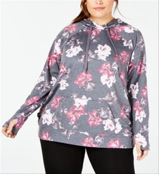 Ideology Women's Plus Running Fitness Hoodie Grey Size 1X