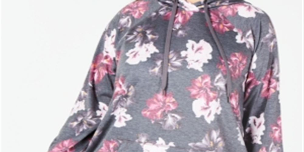 Ideology Women's Plus Running Fitness Hoodie Grey Size 1X