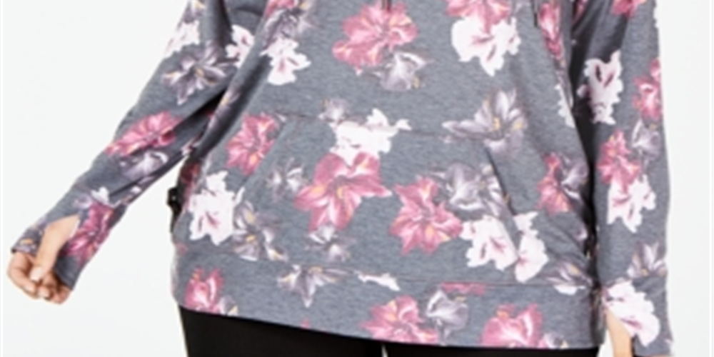 Ideology Women's Plus Running Fitness Hoodie Grey Size 1X